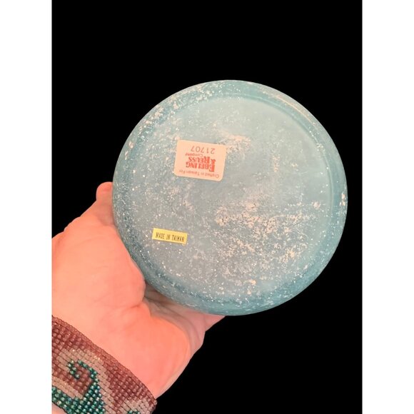 Vintage Eberling & Reuss Blue Frosted Pitted Glass Bowl Trinket Vanity RARE - Picture 4 of 7